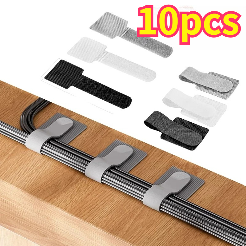 Gear Tie Reusable - 10pcs Self Adhesive Reusable Hook and