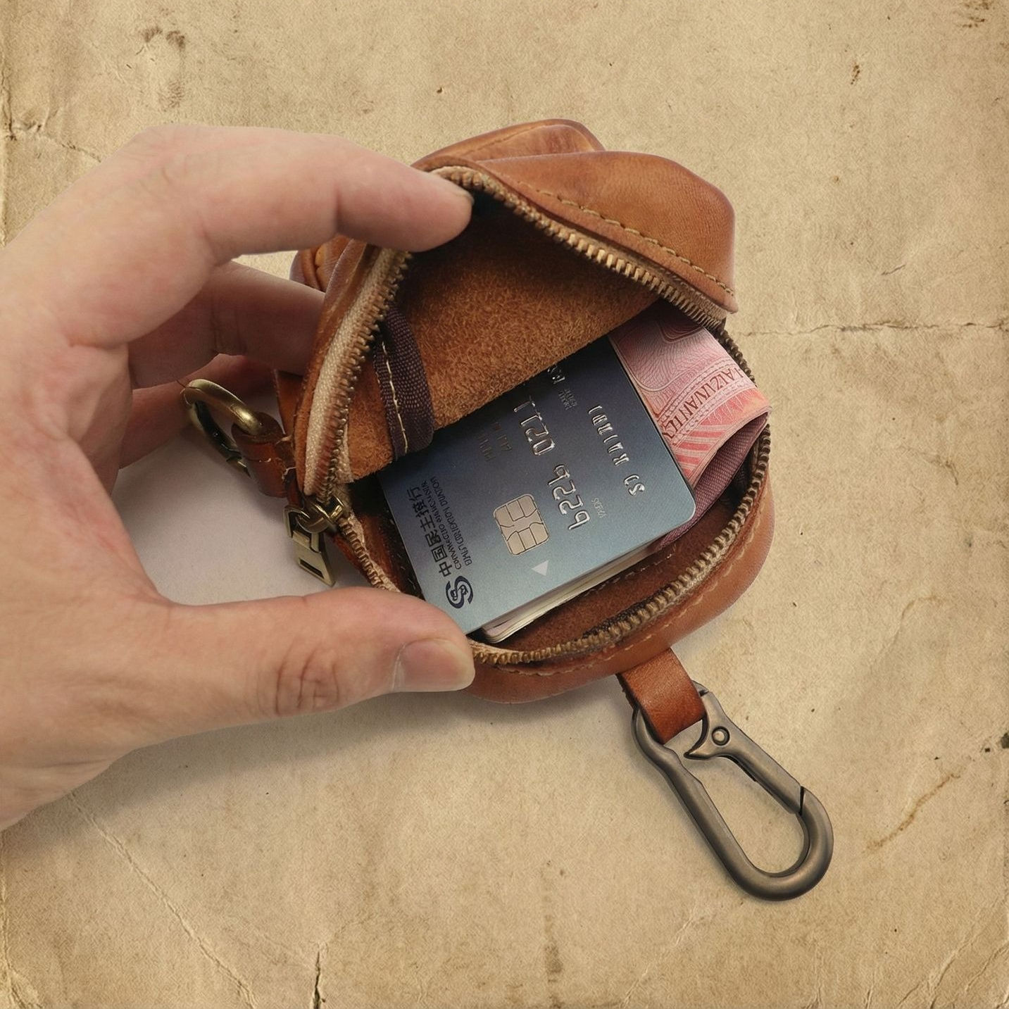Edc Carry Coins - Rugged Vintage Leather Mini Clip-On Pouch
