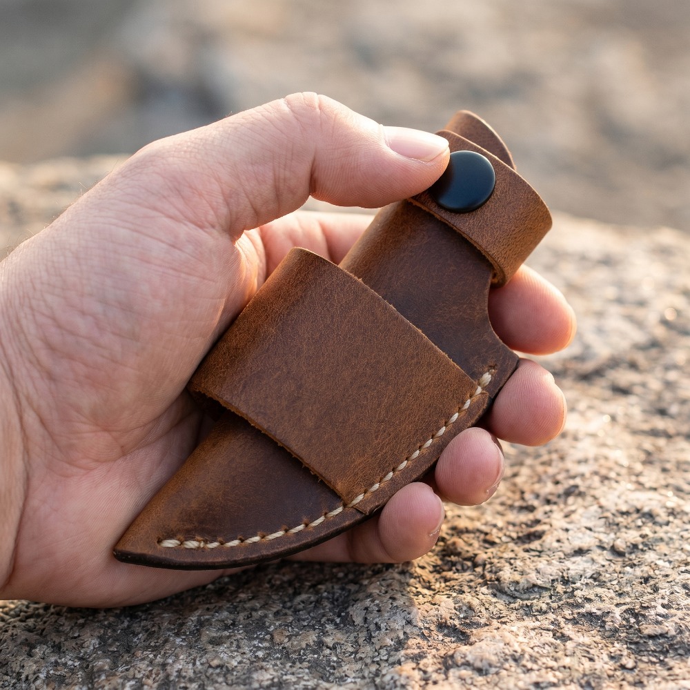 Edc Carry Belt Leather - Vintage Leather Knife Sheath 116mm, Snap