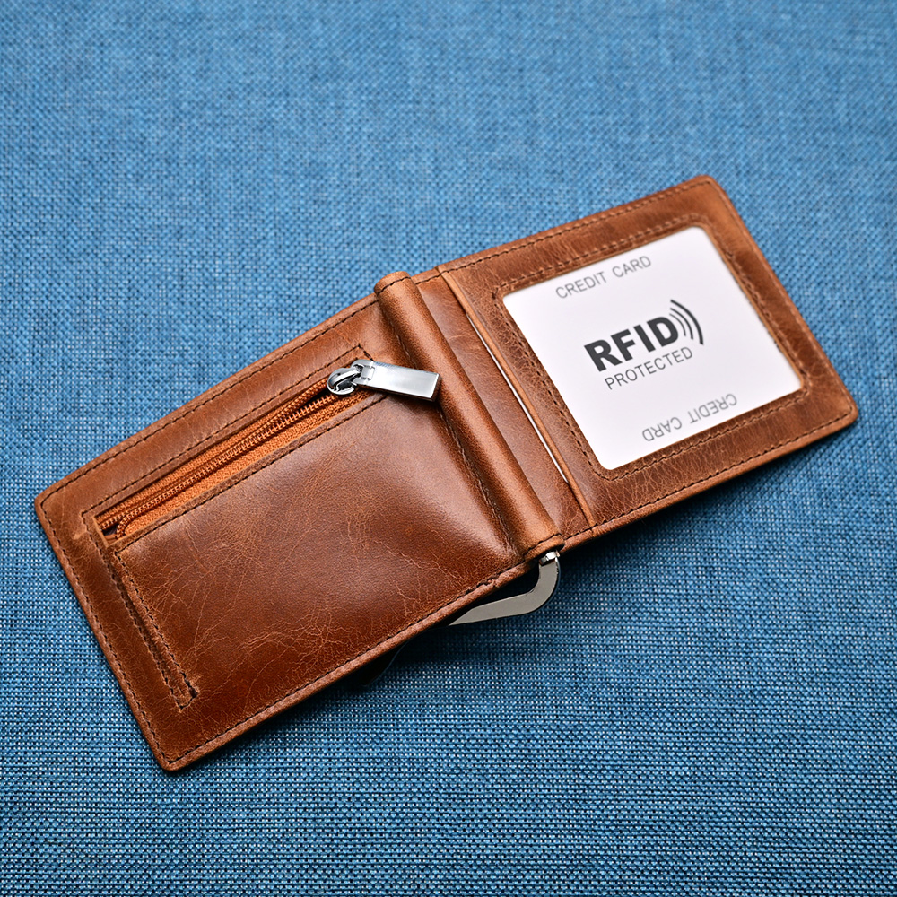 Genuine Leather Mens Wallet Mo - Money Clip Magnetic review and price