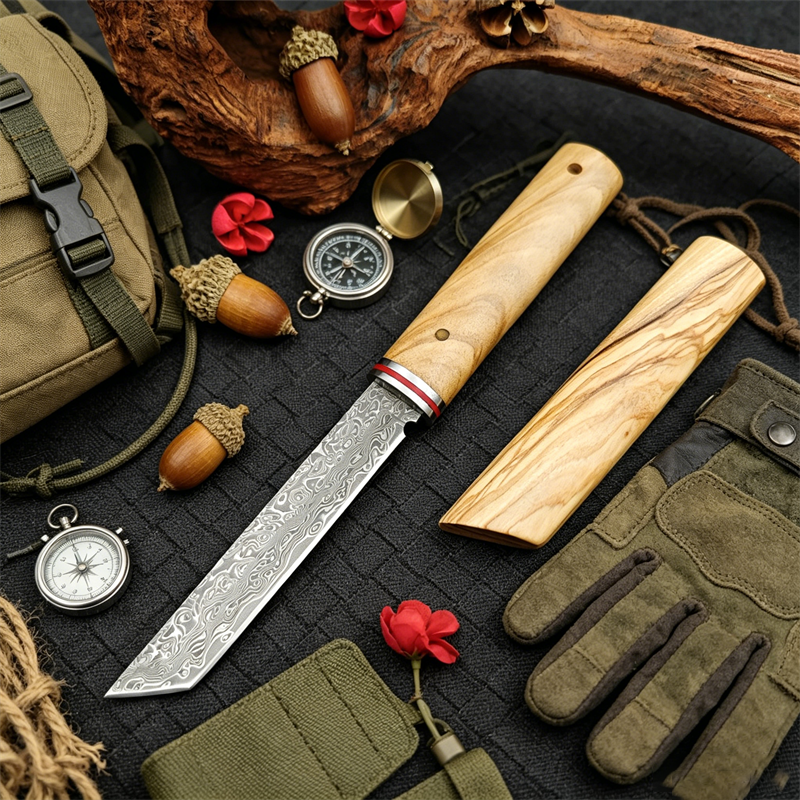 Portable Knife Damascus Blade  - Edc Pocket Carry Fixed Blade review and price